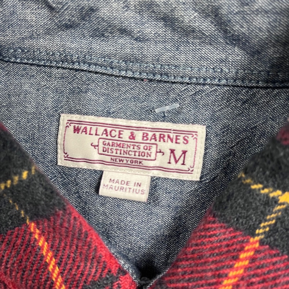 Wallace & Barnes J.Crew Heavyweight Flannel Shirt Mens Medium Red Plaid E4467 - Picture 2 of 9